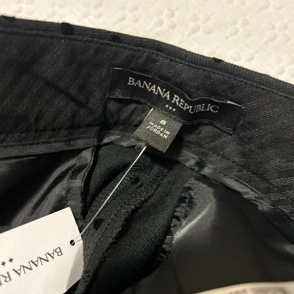 NWT - Banana Republic Black pants with velvet polka dots SZ 8 - Picture 4 of 4